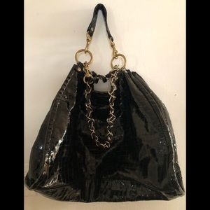 JJ Winters hobo tote overnight black patent